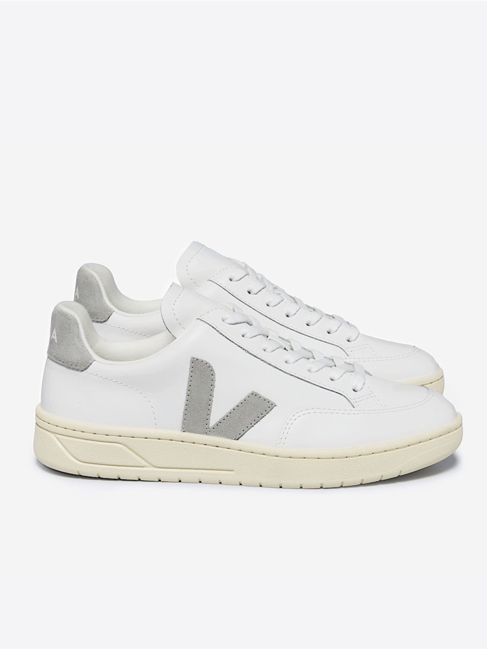 Veja V-12 Leather White Light Grey Sneakers Size 7 / EU 38